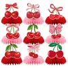 Suministros para Fiesta de Cumpleaños Temática de Fresas Europeas y Americanas Banderines, Flores, Decoraciones de Mesa de Panal, Decoraciones de Mesa de Escritorio