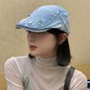 Boina de Mezclilla Lavada Nueva de Primavera y Verano Estilo Coreano Versátil para Cara Grande Mostrar Cara Pequeña Gorra Retro Pequeña Adelantada