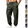 Calça Cargo Jogger Masculina Americana Hip Hop Transfronteiriça Solta para Uso Externo, Trabalho, High Street, Tendência, Multi-bolsos, Comércio Exterior em Estoque