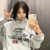 Suéter Delgado con Capucha para Mujer Estampado Simple para el Trabajo Japonés-Coreano Sudadera Exterior Hip-Hop Perezoso Fresco