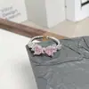 [Miel de Diamante Dulce] Anillo Abierto Rosa Dulce Femenino Completo de Circonita Diamante Mariposa Exquisito Anillo de Alta Gama
