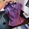 Estilo Novo de Verão Roxo Sem Mangas Gola Boneca Camisa para Mulheres 2026 Retro Elegante Emagrecedora Blusa A12374