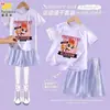 Ropa de Anime de Dibujos Animados Traje para Niñas 2026 Verano Nuevo Estilo Camiseta de Secado Rápido de Manga Corta Pantalones Cortos de Seda Hielo Conjunto de 2 Piezas