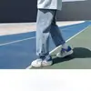 Jeans Reto com Cintura Elástica para Primavera e Outono Masculino, Calça Cropped Larga Solta Fina, Calça Casual Tendência de Cintura Alta, Estilo Vintage