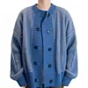 Suéter cardigan masculino de comprimento curto estilo old money com textura degradê, malha de caimento solto para outono e inverno, atacado de fábrica transfronteiriço