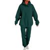 Sudadera Transfronteriza 2025 Estilo Primavera y Otoño para Mujer Color Sólido Tela de 220g Conjunto de Sudadera con Capucha de Dos Piezas