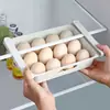 Caja de almacenamiento de huevos para refrigerador, ahorra espacio, grado alimenticio, con cajones deslizables, bandeja para huevos y estante de almacenamiento de alimentos para refrigeración