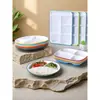 Platos Divididos de Melamina Comerciales para Escuelas, Fábricas y Comedores; Platos de Imitación Porcelana de Cuatro Compartimentos; Platos de Comida Rápida de Seis Compartimentos para Restaurante; Vajilla
