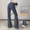Calça de Moletom Flare Feminina 2026 Novo Estilo Primavera Outono Inverno Lã de Carneiro Cintura Alta Modeladora Flare Esportiva Longa