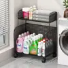 Estante de almacenamiento para baño, estante para detergente de lavandería, almacenamiento junto a la lavadora, carrito de baño para balcón, de pie