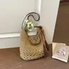 Bolsa de praia feminina de verão, bolsa de ombro de palha trançada, bolsa tipo balde com franjas de grande capacidade, bolsa de axila para viagem, estilo versátil