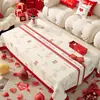 Toalha de Mesa de Casamento 2026 Novo Casamento Vermelho Festivo Jogo Americano Retangular Decoração de Atmosfera de Noivado Sala de Estar Pano de Mesa de Centro