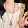 Verão Relaxante~Colar com Pingente de Flor Tecido Estilo Étnico Boêmio para Mulheres, Acessório Longo Estilo Vintage de Férias