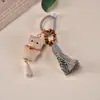 Sr. Bean gato da sorte esculpido gato fofo chaveiro pingente chaveiro de bolsa borla chaveiro colecionável fofo desenho animado