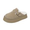 Mules Slip-On Preguiçosas Pantufas de Algodão com Forro de Lã para Mulheres Meias Pantufas para Outono e Inverno Uso Externo 2025 Novas Birkenstocks Peludas com Solado Grosso