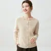 Cárdigan de cachemira para mujer, lleno de textura, estilo old money, cuello redondo, botones, textura afelpada, cálido y suave, tejido ordenado, suéter exterior