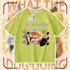 2026 Minha Faca e Escudo Roupa para Cachorro Camiseta de Algodão Puro Manga Curta Shiba Inu Emoticon Abstrato Engraçado Pacote Top para Crianças e Adolescentes
