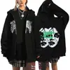Ropa Milenio Otoño Invierno Sudadera con Cremallera de Lana Gótica Sudaderas con Cremallera Hombres Mujeres Chaqueta Holgada Hip Hop Streetwear