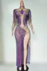 Vestido de Comércio Exterior Transfronteiriço, Vestido Longo Sexy com Strass para Festa Noturna, Bar de DJ, Revelador das Pernas, Vestido de Noite para Festa de Adulto