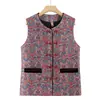 Coletes femininos para idosos, coletes de primavera e outono da vovó, casacos de outono e inverno para mães, coletes estilo Tang forrados com fleece para mulheres idosas