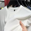Camiseta Masculina de Seda Gelada Manga Curta Estilo Americano Gola Redonda Verão Malha Respirável Manga Meia-Manga Roupa Masculina Fina