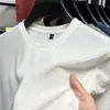 Camiseta de Manga Curta Masculina Gola Redonda Verão Malha Respirável Manga Meia Manga Roupa Masculina Fina de Alta Qualidade Tendência Ins