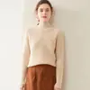Estilo Nuevo Otoño e Invierno Suéter de Cachemira para Mujer Cuello Alto Medio Aguja de Lingote Hilo Doble Tejido Grueso de 7 Agujas Camiseta Interior Cálida