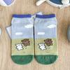 Calcetines de Algodón Peinado para Perros Transfronterizos para Mujer, Calcetines Bajos Finos de Algodón Puro de Verano, Calcetines Cortos Lindos de Dibujos Animados para Niñas, Calcetines de Estudiante