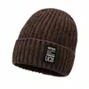 Gorro de Invierno Cálido de Punto para Hombre, Estilo Coreano Moderno Versátil a Prueba de Viento Protección para Orejas Grueso Color Sólido de Lana, Gorro Transfronterizo para Clima Frío