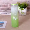 Taza de Vidrio Mate Degradado de Colorido Estilo Coreano para Pareja Taza Portátil de Laca para Hombres y Mujeres Taza para Pareja para Estudiantes