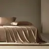 Sábana de una pieza de algodón egipcio de fibra larga de 100 unidades, funda de cama de satén de algodón puro de alta gama Clase A de alta densidad 500TC