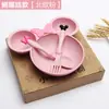 Juego de Vajilla de Paja de Trigo para Bebé, Bol de Arroz, Plato de Comida, Cuchara, Tenedor, Divertido Dibujo Animado, Juego de Cuencos para Niños, Regalo
