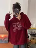 Sudadera con Capucha Estilo Americano para Mujer, Novedad Otoño e Invierno 2026, Top Espeso con Forro de Felpa, Chaqueta Estilo Ins, Estilo Perezoso, Corte Holgado
