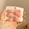 Horquilla de lana suave y cerosa con lazo, bonita horquilla con forma de pico de pato para niña, horquilla con flequillo lateral, accesorio de peluche para el cabello, tocado