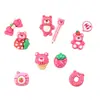 Popular Set de Diez Piezas de Accesorios de Resina para Manualidades, Pequeños Adornos de Oso Fresa de Dibujos Animados, Materiales para Fundas de Teléfono, Parches para Pasadores de Pelo, Decoraciones para Zapatos y Sombreros