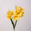 Flor Artificial de Orquídea Nieve Fragante y Lujosa, Rama Única de Orquídea Fragante de Dos Puntas con Hojas, Flor Fragante para Boda y Arreglo Floral para el Hogar