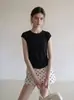 Camiseta de malha com mangas curtas e cintura marcada plissada para mulheres, design de verão estilo coreano, estilo curto de nicho, top que afina e valoriza, leve