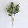 Folhas de casa de folha de eucalipto de três garfos estilo ins nórdico com flor artificial de flores adereços de decoração de Natal e Ano Novo