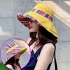 Sombrero de Pescador de Estilo Étnico de Doble Cara para Mujer, Ala Ancha, Sombrero de Verano Versátil de Moda, Sombrero de Protección Solar, Sombrero de Sombra, Sombrero Bucket para Primavera y Otoño
