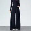 Calça Wide Leg Macia de Chenille Jeans Feminina Outono 2026 Nova Cintura Alta Fluida Escovada Perna Reta Casual de Alta Qualidade