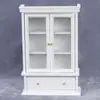 Casa de Bonecas 1:12 Mini Móveis Sala de Estar Micro Cena Armário Branco Porta Dupla Gaveta Armário
