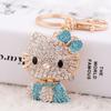 Llavero de Gatito Lindo de Aleación con Incrustaciones de Diamantes Estilo Coreano Colgante para Bolso Coche Colgante Exquisito Creativo Una Pieza Venta al por Mayor