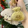 Chaveiro Dourado da Sorte e Prosperidade, Pingente de Bolsa da Sorte em Ouro Puro, Presente de Feriado de Bênção, Brinde de Atração para Loja de Ouro, Atacado