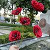 Oferta Especial Tema Rojo Grande Boda Flor Artificial Al Por Mayor Nuevo Estilo Chino Borgoña Flor de Guía de Camino Base de Fila de Flores Artificiales