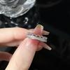 Anillo de apertura con diamantes de imitación de amor rosa para chica dulce y genial, diseño de nicho de moda para mujer, anillo de sentido de alta calidad, anillo de comida genial para el dedo.