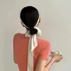 Cinta Atmósfera Romántica Color Sólido Goma para el Cabello Elegante Estrecha Larga Bufanda de Seda Temperamento de Alta Clase Suave Cinturón Diadema Retro Cinta