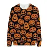 Comercio exterior popular suéter de manga larga con cuello redondo serie divertida de Halloween cabeza de calabaza impresión 3D