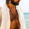 Colar Masculino Maillard Europeu e Americano com Rebites Longos Estilo Distinctivo de Férias na Praia Corrente de Colar com Contas de Madeira e Casca de Coco Corrente Clavicular para Mulheres