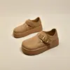 Sapatos estilo Birkenstock retrô de cobertura total com sola grossa para mulheres, novo modelo outono 2026, com tira de fivela, de calçar, sola macia, sapatos casuais de corte profundo