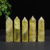 Columna de citrino natural transfronteriza caliente de punta única prisma hexagonal piedra de citrino pulida adornos de escritorio para oficina